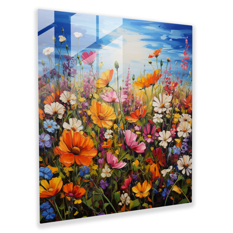Captivating Colorful Wildflowers Glass Print