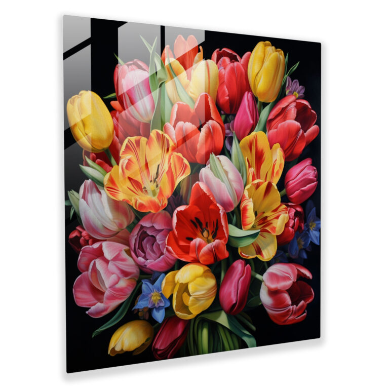 Vibrant Tulips Glass Print