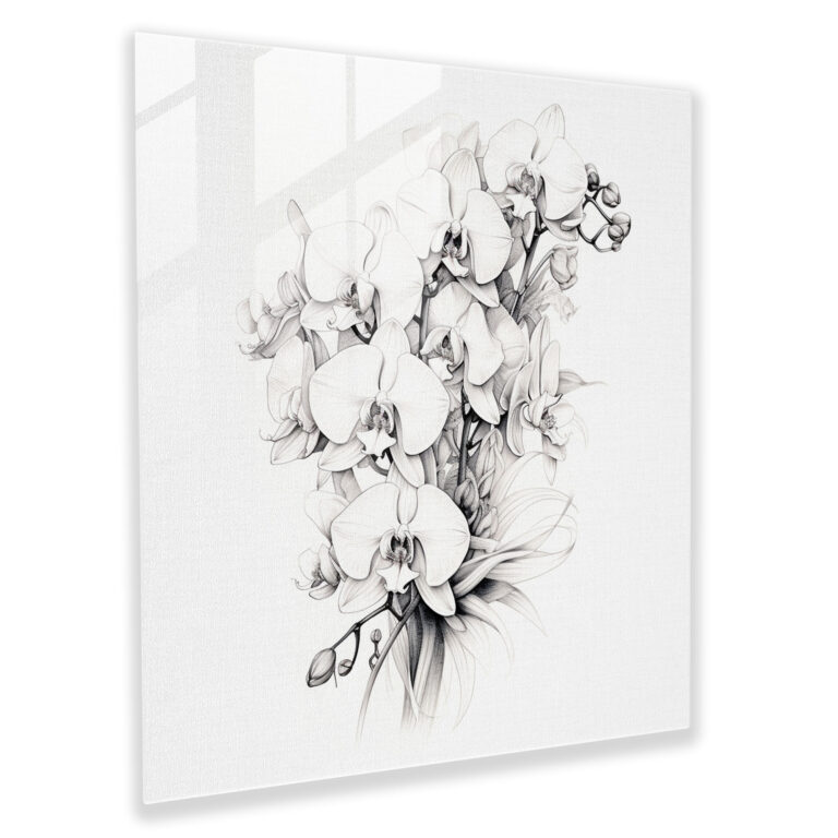 Sophisticated Blooming Orchids Glass Print