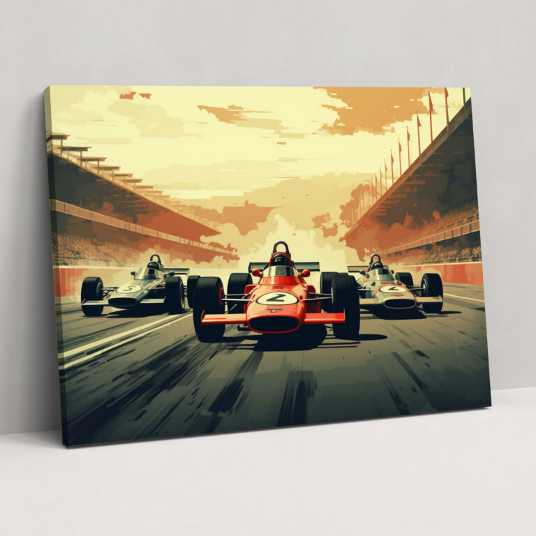 Formula 1 Canvas Print - Vintage Style Retro Wall Art - Formula 1, Home Decoration, Vintage Style, Wall Art