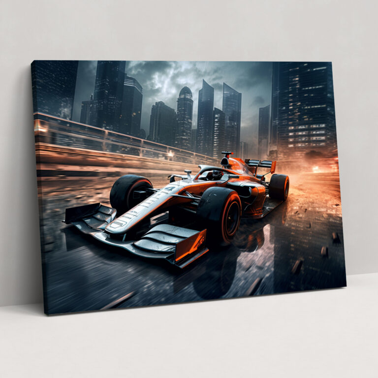 Formula 1 Wall Decoration - Futuristic Digital Art Canvas Print - Formula 1, Wall Art, Futuristic Digital Artwork, Formula 1 Cars