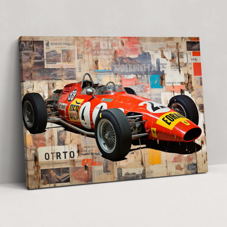 Formula 1 Wall Decoration - Vintage Poster Collage Canvas Print - Formula 1, Wall Art, Canvas Print, Formula 1