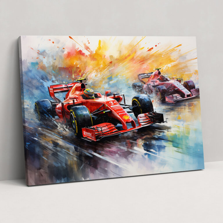 Formula 1 Canvas Print - Formula 1, Motion, Watercolor Painting, Canvas Wall Art