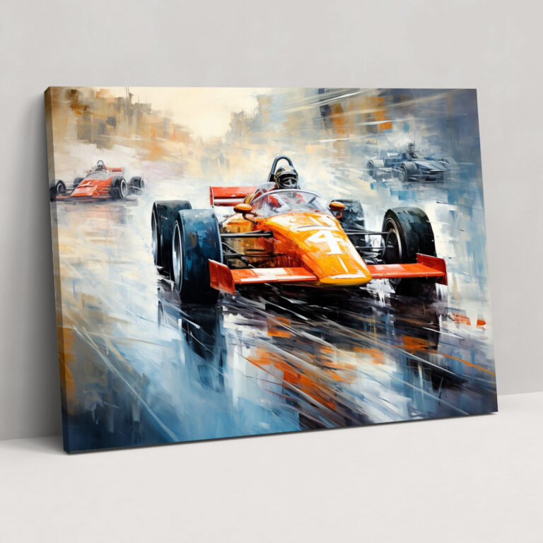 Formula 1 Wall Decoration - Formula 1, Fast-Paced Action, Blurred Depiction, Canvas Wall Art