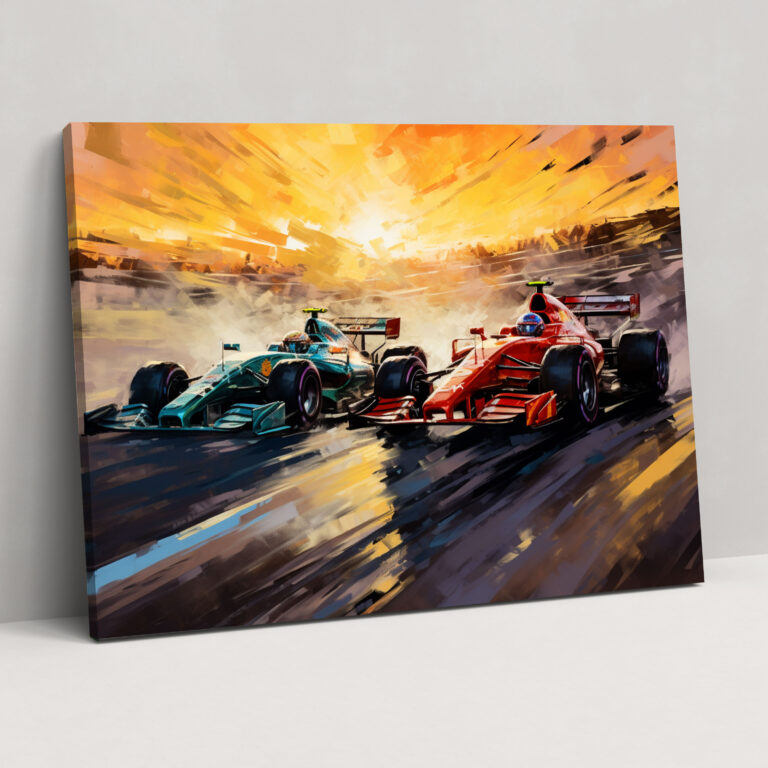 Formula 1 Wall Decoration - Formula 1, Sunset Backdrop, Finish Line, Canvas