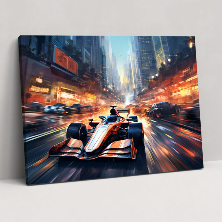 Formula 1 Wall Decoration - Futuristic Digital Art Canvas Print - Formula 1, Formula 1, Wall Art, Wall Decoration