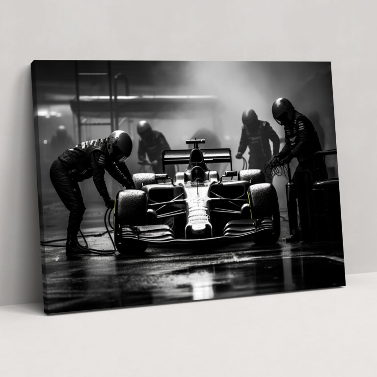 Formula 1 Canvas Print - Black And White Pit Stop Wall Art - Formula 1, Wall Art, Home Decoration, Pit Stop