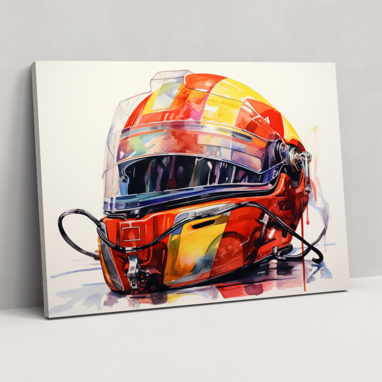 Formula 1 Canvas Print - Watercolor Helmet Wall Art - Formula 1, Formula 1, Wall Decoration, Close-Up