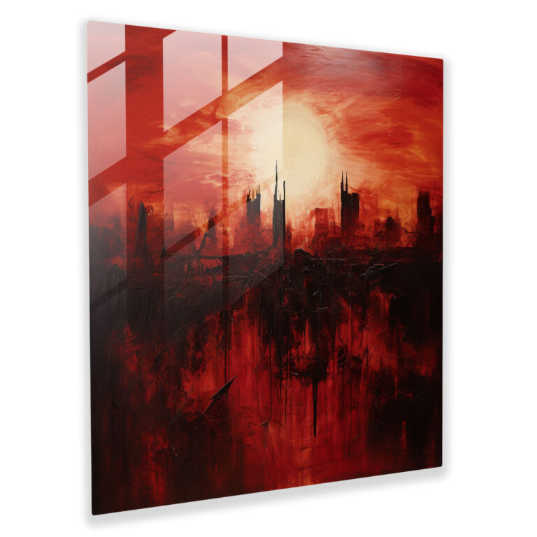 Goodfellas Cityscape Glass Print - Goodfellas, Abstract Expressionism, Red, Cityscape