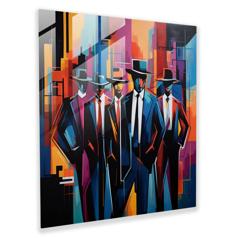 Goodfellas Glass Print - Abstract Gangsters Cityscape - Goodfellas, Glass Art, Wall Decoration, Glass Wall Art