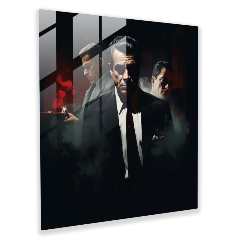 Goodfellas Glass Print - Noir Style Digital Illustration - Goodfellas, Glass Wall Art, Home Decoration, Goodfellas