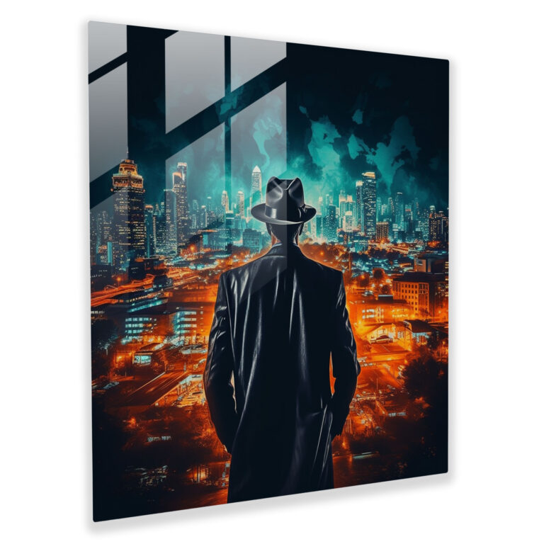 Intriguing Silhouette Glass Print - Goodfellas, Mobster, Wall Decoration, Fedora