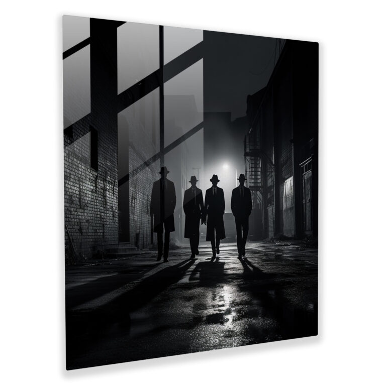 Goodfellas Glass Print - Goodfellas, Modern Art, Black And White Photograph, Wall Decoration