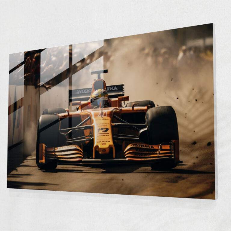 Intense Formula 1 Glass Print - Formula 1, Cheering Crowd, Close-Up Shot, Realistic Photography