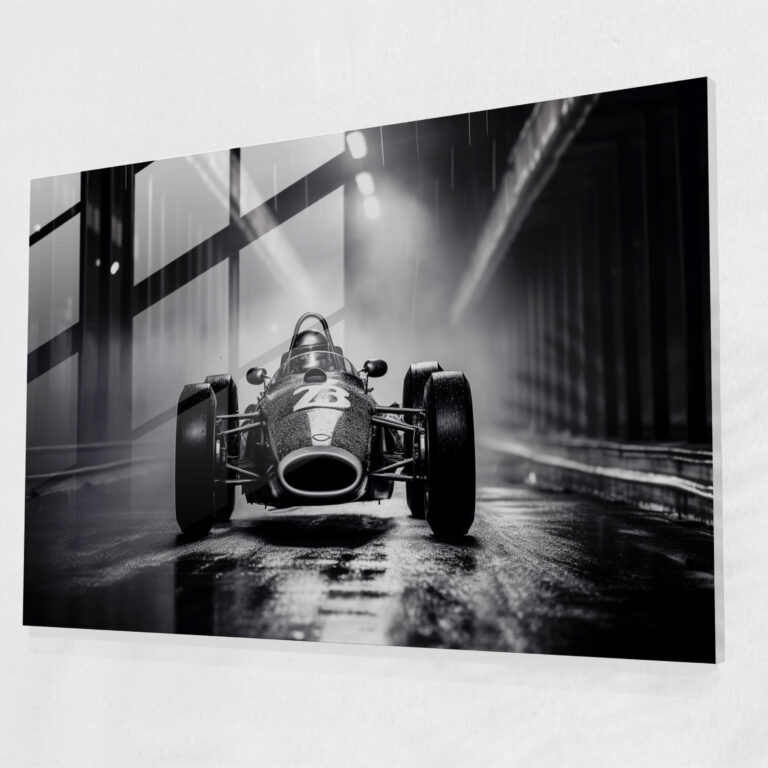 Formula 1 Glass Wall Art - Formula 1, Glass Wall Art, Monochromatic Elegance, Glass Art