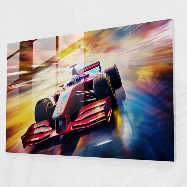 Formula 1 Glass Print - Formula 1, Home Decoration, Speeding Car, Glass Art