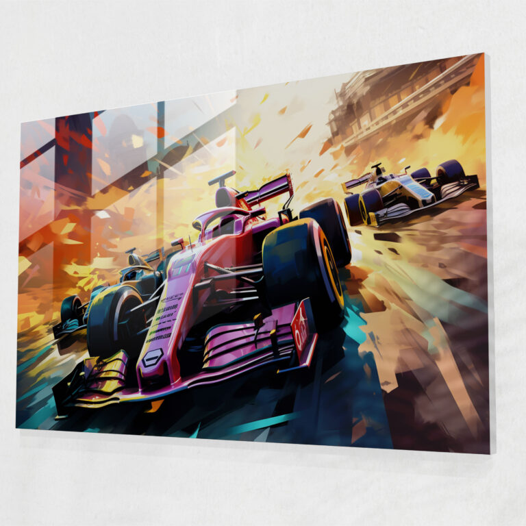 Dynamic Formula 1 Glass Print - Formula 1, Formula 1, Energy, Illustration