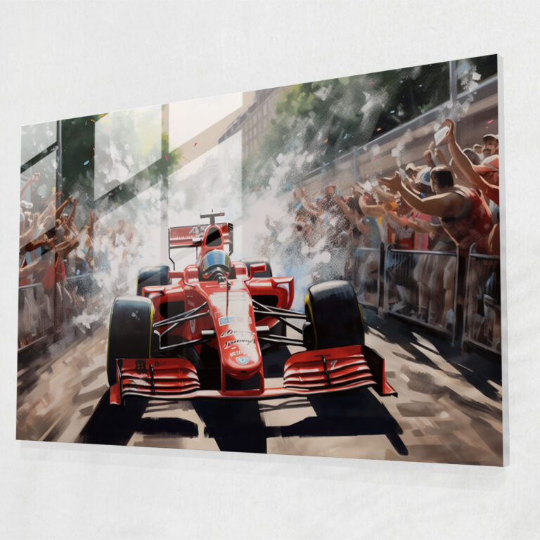 Cheering Crowd Formula 1 Glass Print - Formula 1, Depiction, Cheering Crowd, Excitement