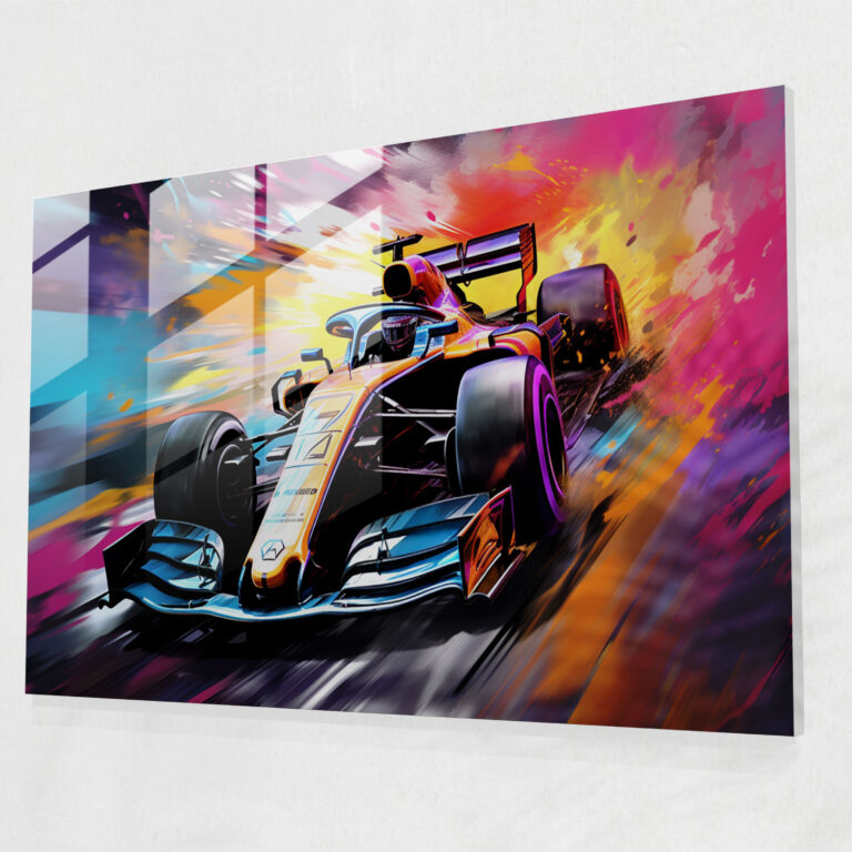 Formula 1 Abstract Glass Wall Art - Formula 1, Bold Colors, Glass Art, Glass Wall Art