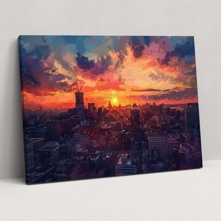 Fovism Urban Cityscape Sunset Wall Art - Fovism, Wall Art, Fovism, Home Decoration
