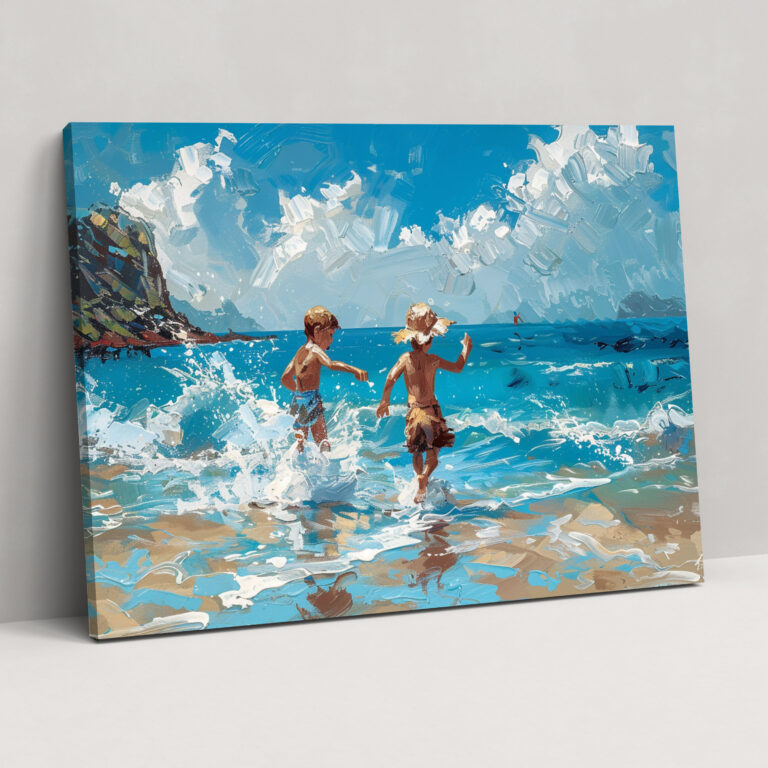 Fovism Art Style Beach Scene Canvas Print - Fovism, Canvas, Wall Decoration, Canvas Print