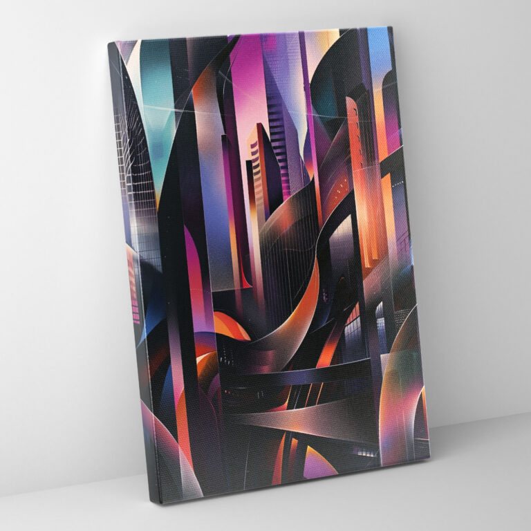 Futurism Wall Art Cityscape - Futurism, Metallic Cityscape, Canvas, Wall Decoration