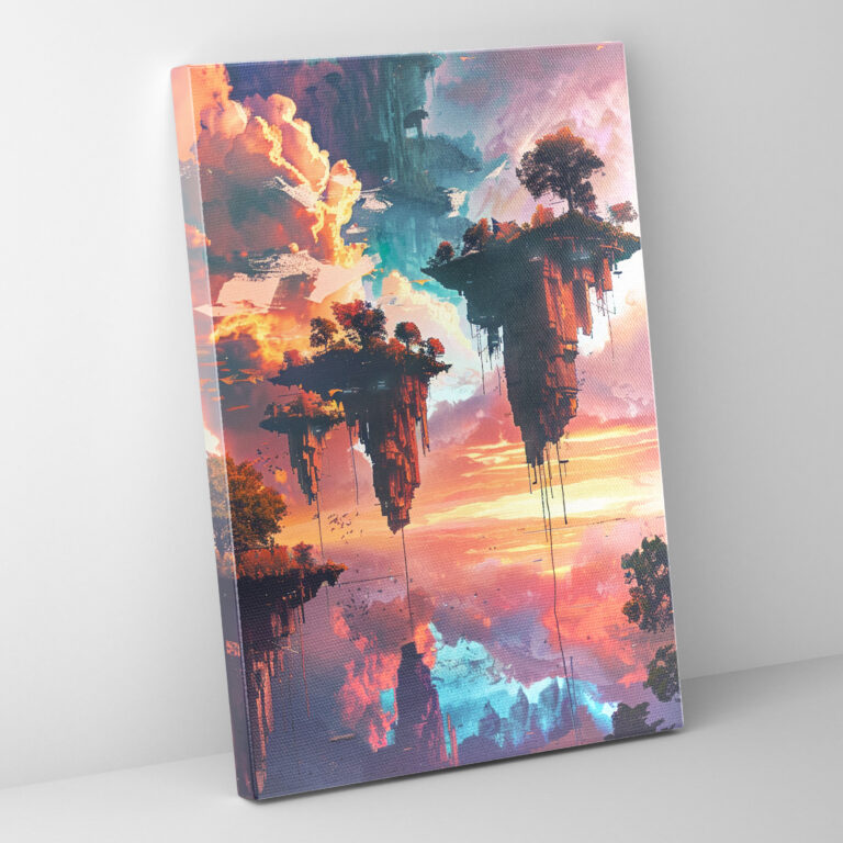 Floating Islands Surreal Futurism Wall Art - Futurism, Canvas, Wall Art, Home Decoration