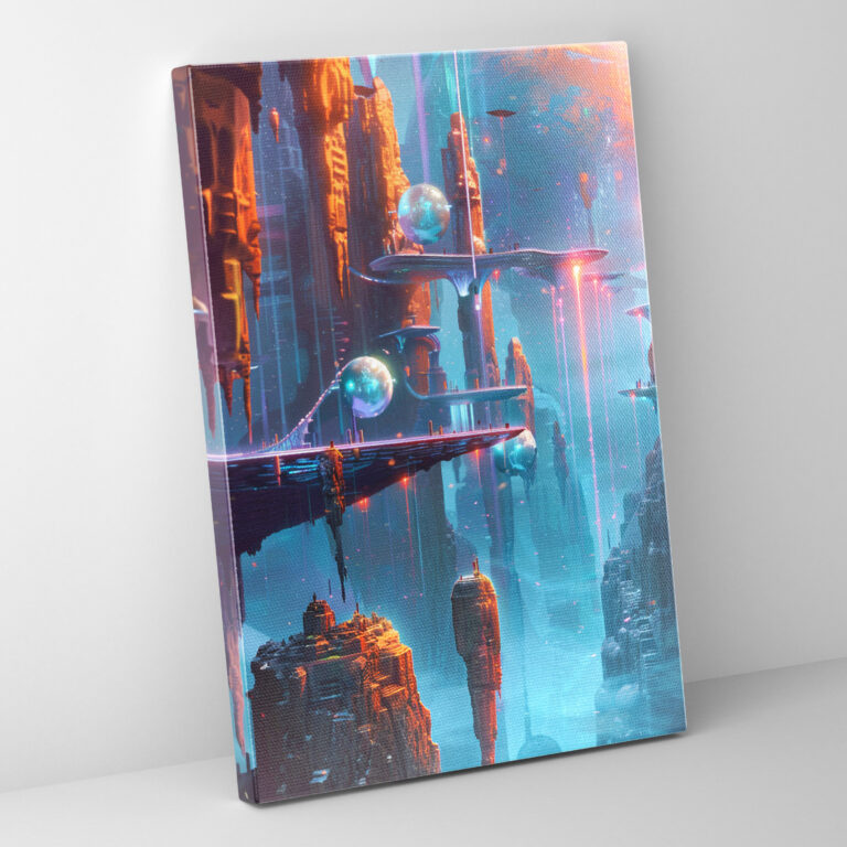Glowing Orbs Futurism Canvas Print - Futurism, Canvas Print, Wall Art, Canvas Wall Art