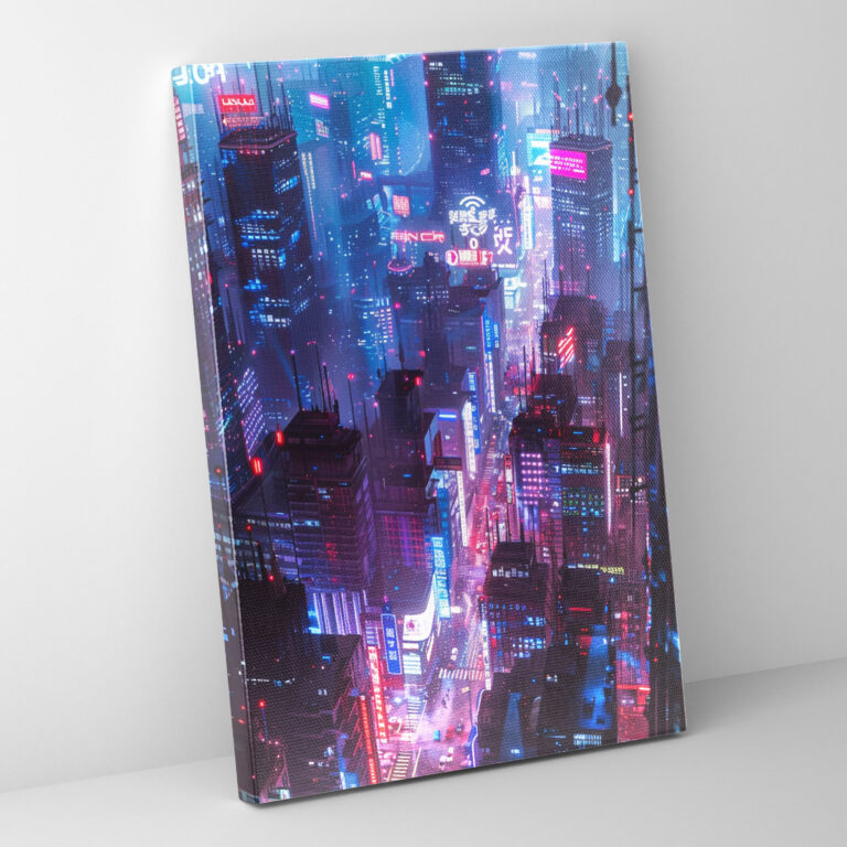 Neon City Futurism Canvas Print - Futurism, Wall Decoration, Canvas Print, Home Decoration