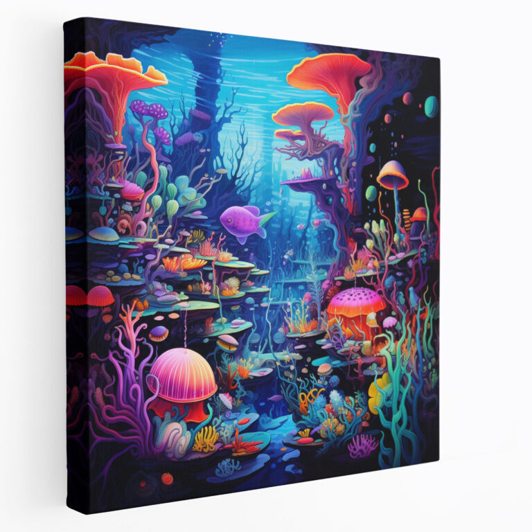Funky Psychedelic Canvas Print - Funky, Wall Art, Vibrant Colors, Underwater World