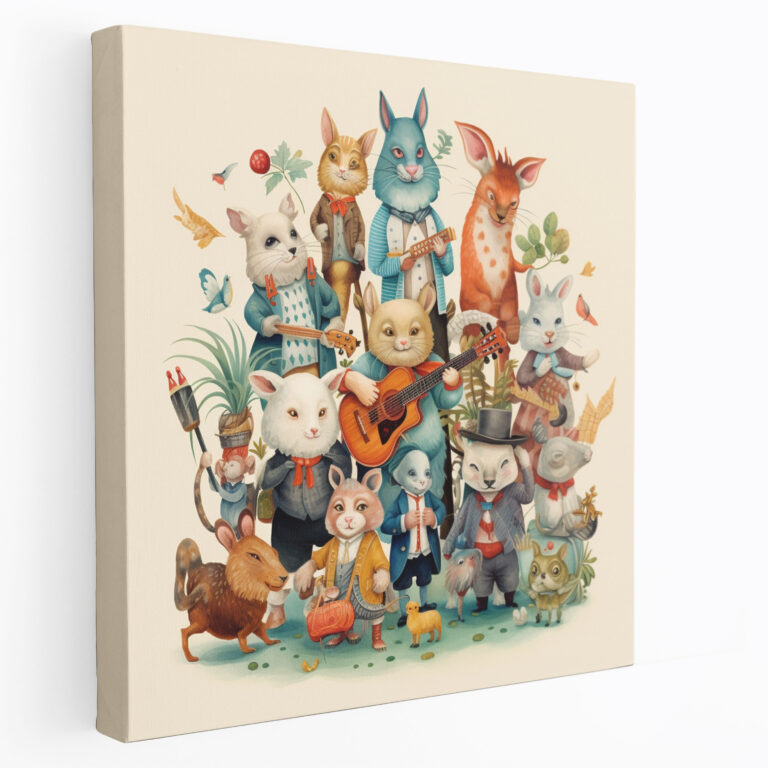 Funky Whimsical Animal Canvas Print - Funky, Canvas Print, Whimsical Animal Illustration, Funky