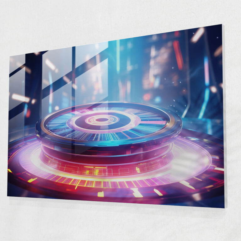 Gamble Glass Wall Art - Gamble, Virtual Roulette Wheel, Gamble, Technological Elegance