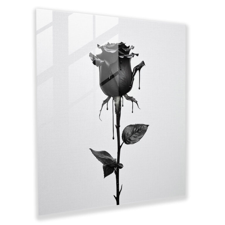 Godfather Glass Print - Minimalist Black Rose - Godfather, Godfather, Modern Art, Wall Decoration