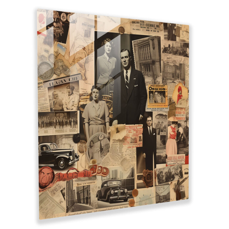 Godfather Glass Print - Vintage Mob Collage - Godfather, Wall Decoration, Glass Print, Intrigue And Mystery