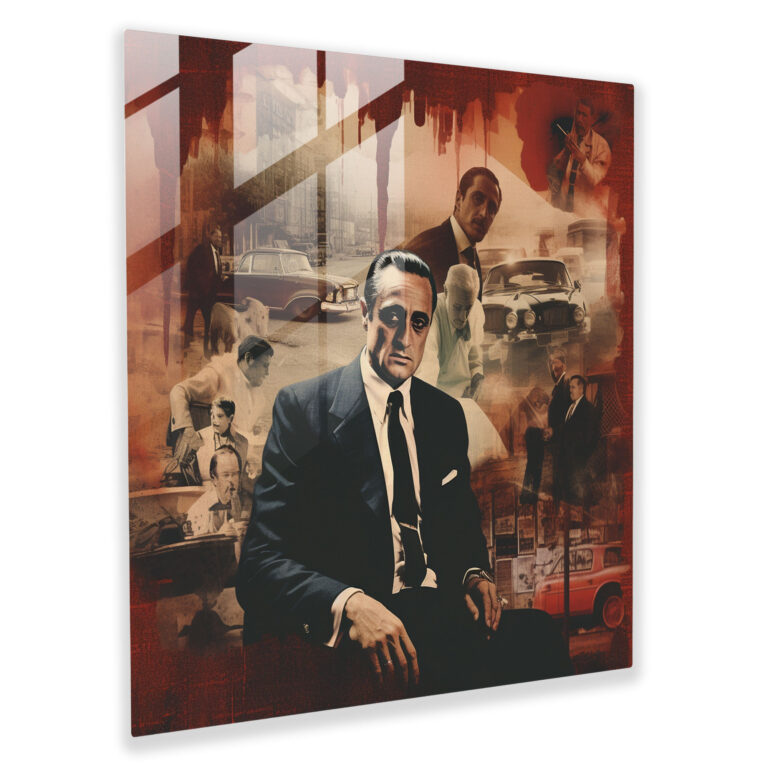 Godfather Glass Print - Godfather, Modern Art, Retro Collage Artwork, Home Decoration