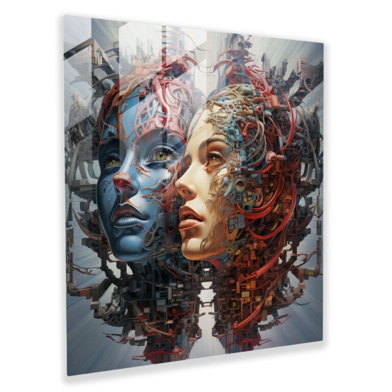 Godfather Glass Print - Godfather, Surreal Artwork, Glass Print, Merging Faces
