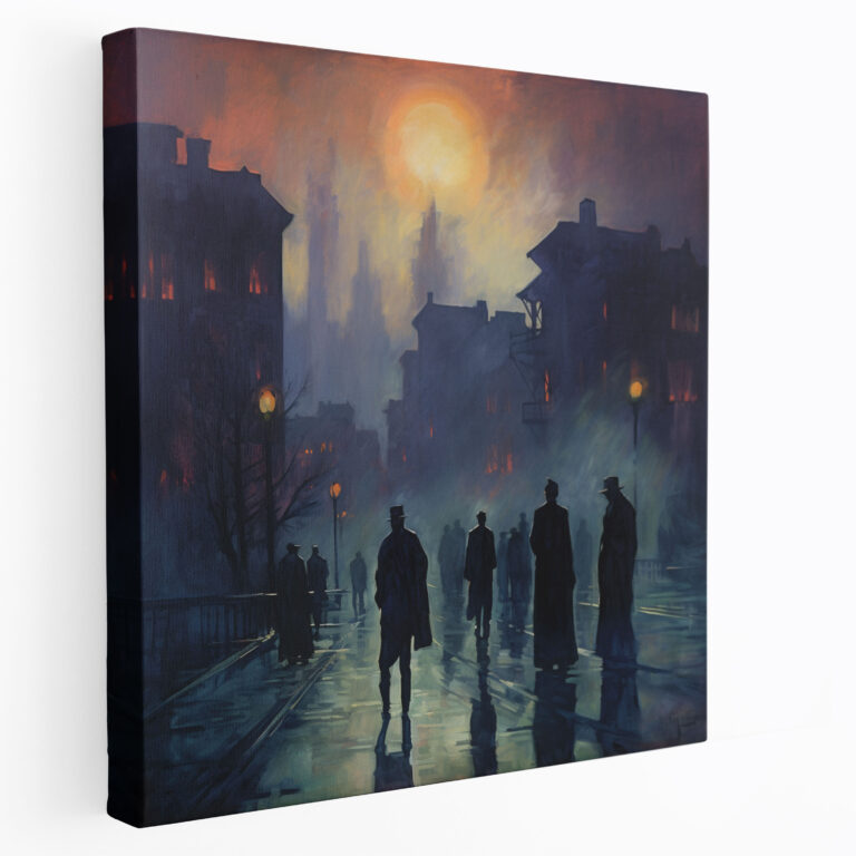 Godfather Canvas Print - Impressionist Cityscape With Shadowy Gangsters - Godfather, Canvas, Godfather, Cityscape