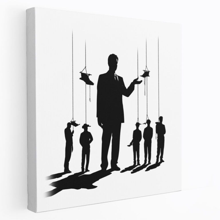 Godfather Canvas Print - Minimalist Silhouette Of Puppet Mobsters - Godfather, Wall Decoration, Minimalist, Home Decoration