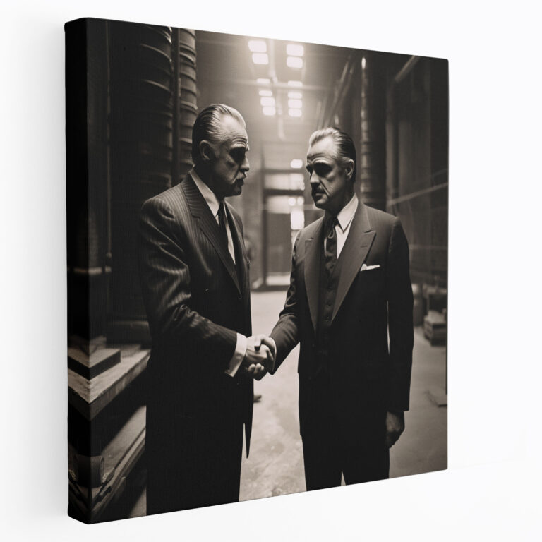 Godfather Powerful Handshake Black And White Canvas Print - Godfather, Powerful Handshake, Home Decoration, Godfather