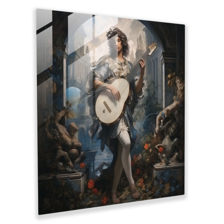 Neoclassical Oil Glass Print - Apollo among Ruins of Harmony