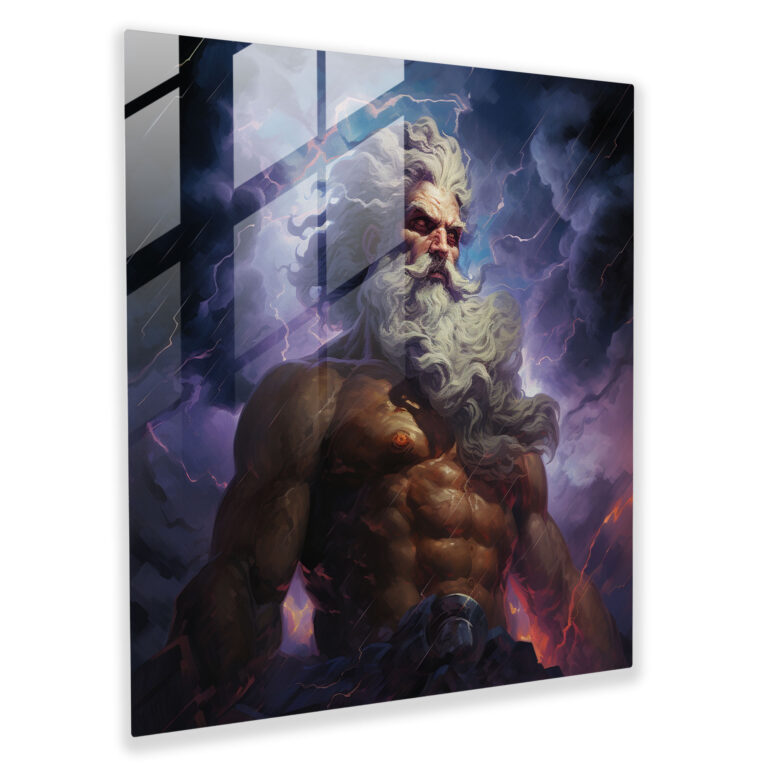 Surreale Castellum Glass Print - Greek God Zeus Glass Wall Art