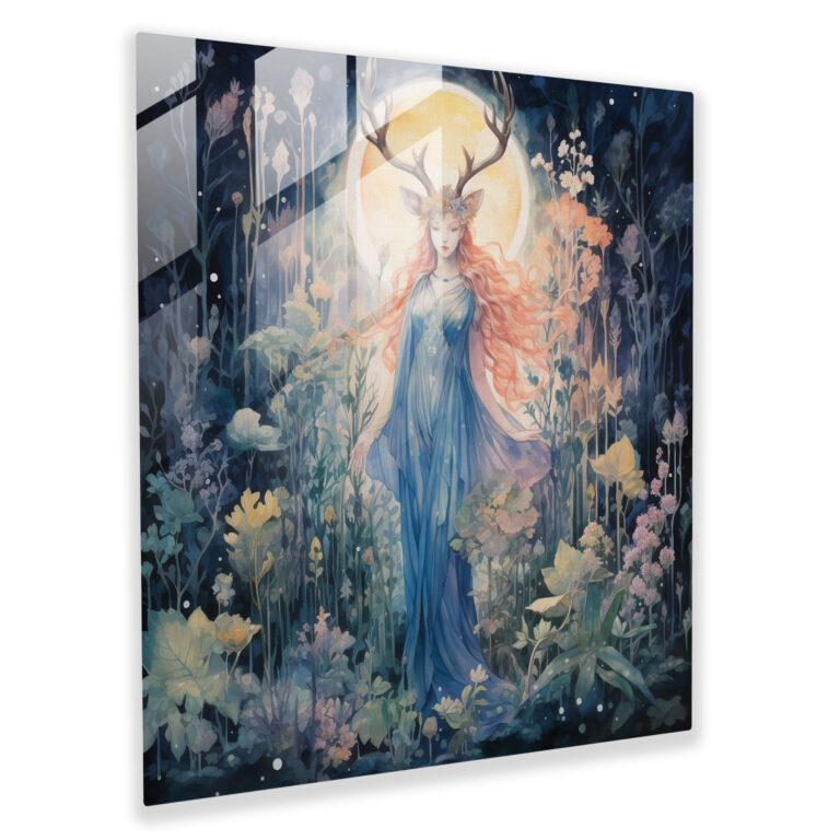Onirica Sanctum Glass Print - Greek Goddess Artemis Glass Wall Art