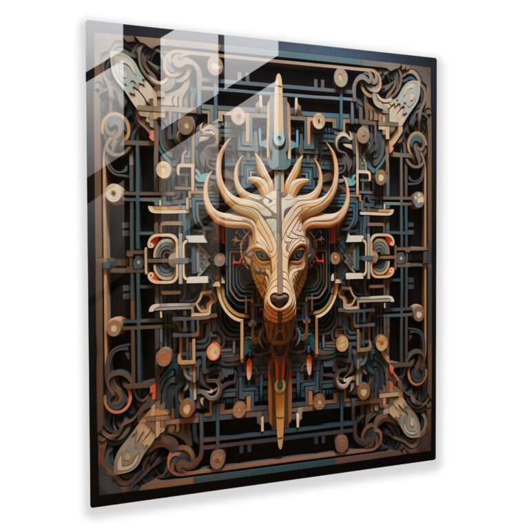 Mystic Labyrinth Glass Print - Geometric Greek Mythology Artwork - Modern Glass Wall Decoration