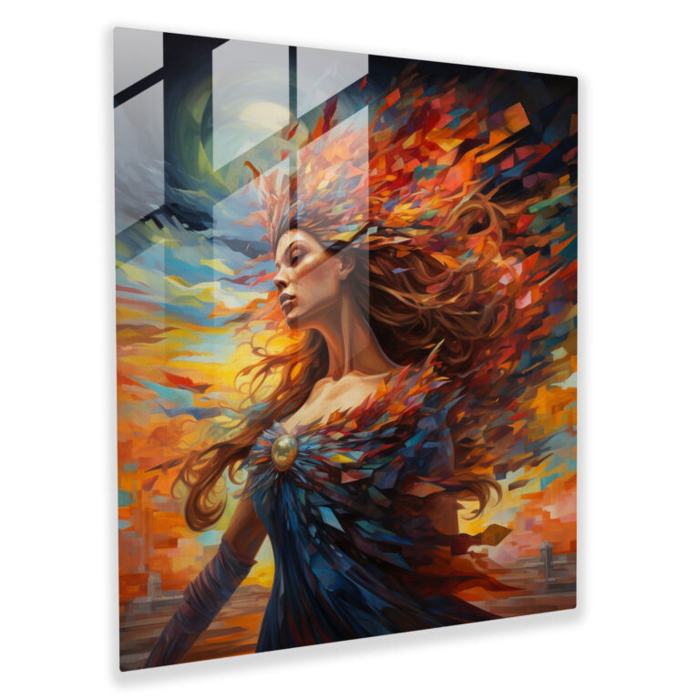 Athena's Chromatic Symphony Glass Print - Abstract Glass Wall Art for Home Decoration