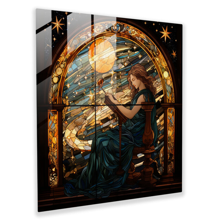 Apollo's Celestial Harmony Glass Print - Stained Glass Wall Art for Home Decoration