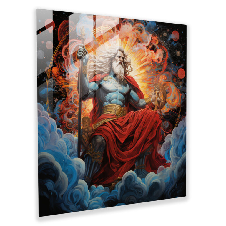 Celestial Thunderstorm Glass Print - Greek God Contemporary Glass Wall Art
