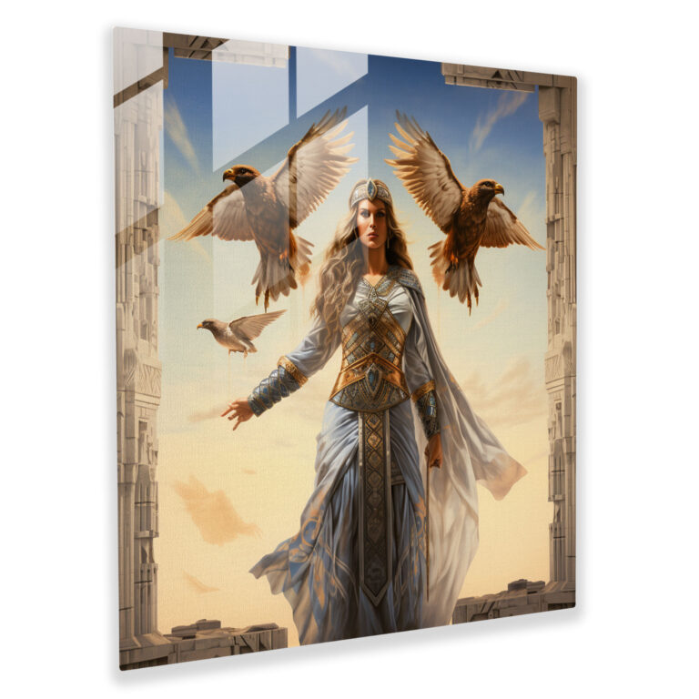 Majestic Sage Goddess Glass Print - Greek Goddess Modern Artwork Glass Wall Art