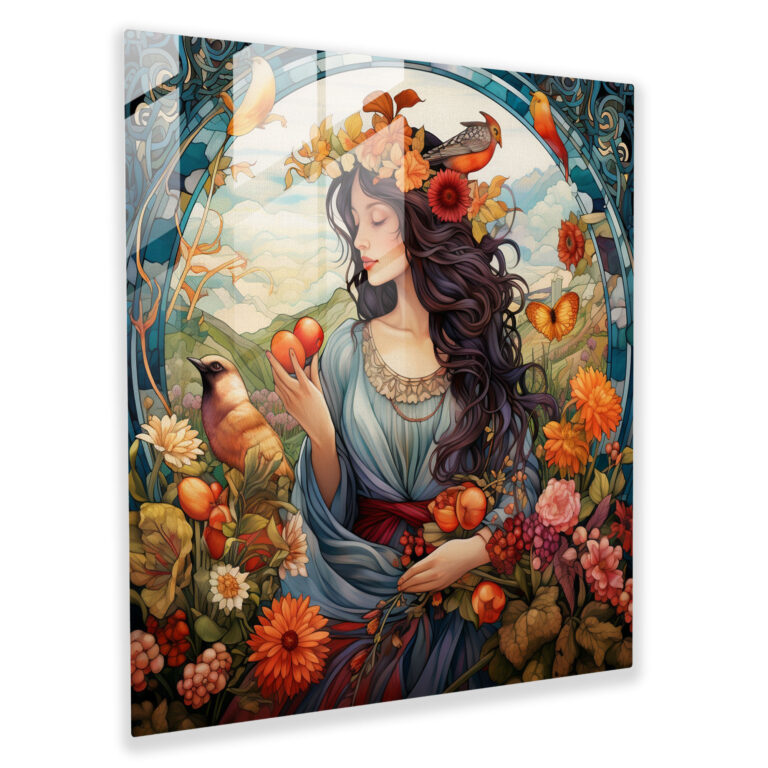 Bountiful Harvest Glass Print - Greek Goddess Contemporary Glass Wall Art