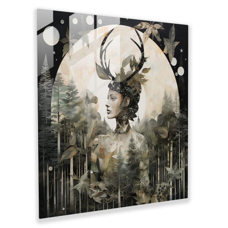 Mystical Contemporary Collage Glass Print