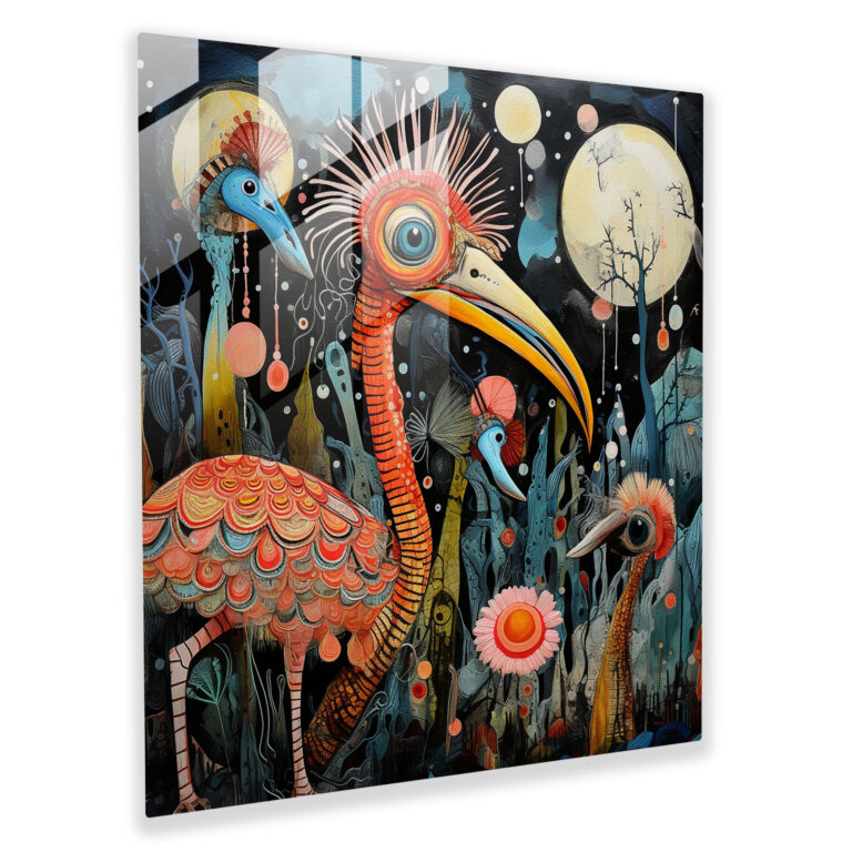 Enchanting Whimsical Creatures Glass Print